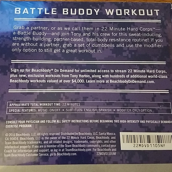 22 minutes Hard Corps Beachbody Battle Buddy - Picture 2 of 5